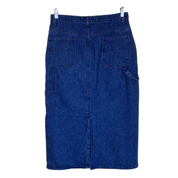 Real Comfort Vintage 90s Carpenter Style Denim Skirt Maxi Length Sz 14 Petite - Picture 5 of 14